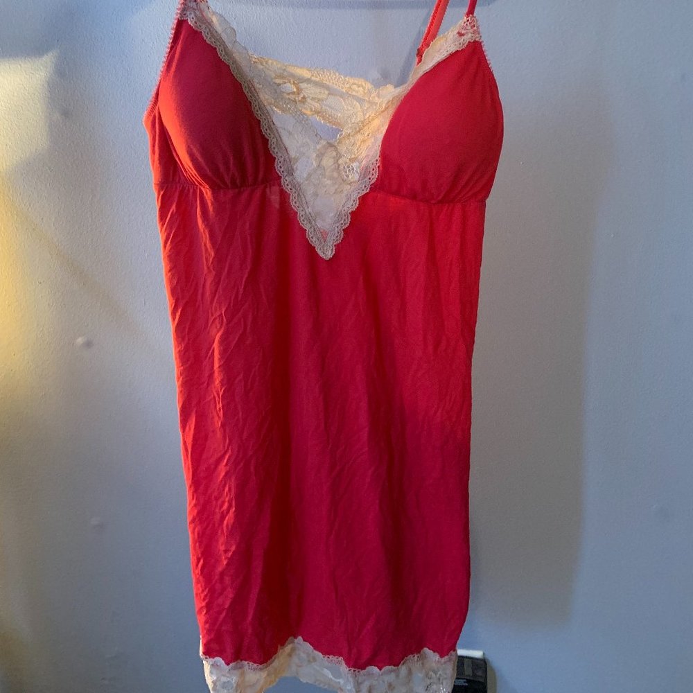 Gently Used Victoria's Secret Fuchsia Modal & Lace Mini Slip Size M